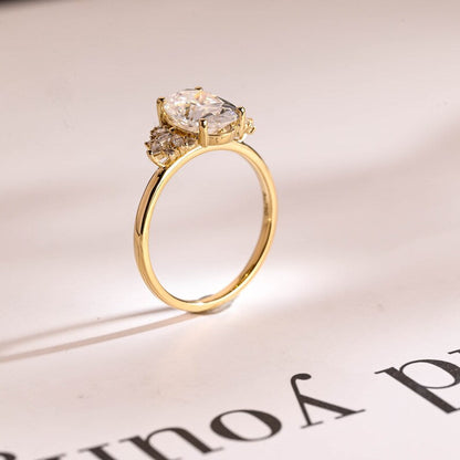 2.0 CT Oval Cluster Moissanite Engagement Ring