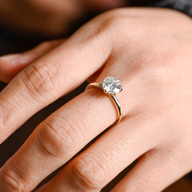 1.5 CT Round Solitaire Moissanite Engagement Ring