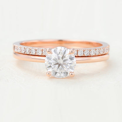 0.68 CT Round Solitaire Moissanite Bridal Set