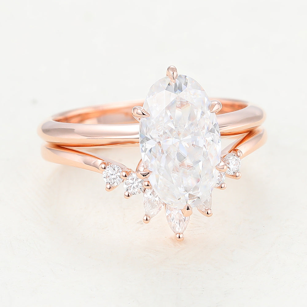 2.5 CT Oval Solitaire Moissanite Bridal Set