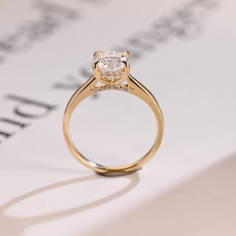 2.0 CT Round Hidden Halo Moissanite Engagement Ring