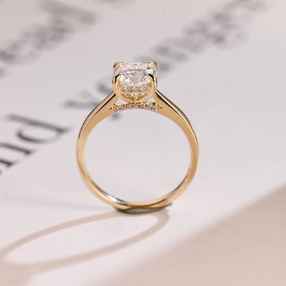 2.0 CT Round Hidden Halo Moissanite Engagement Ring
