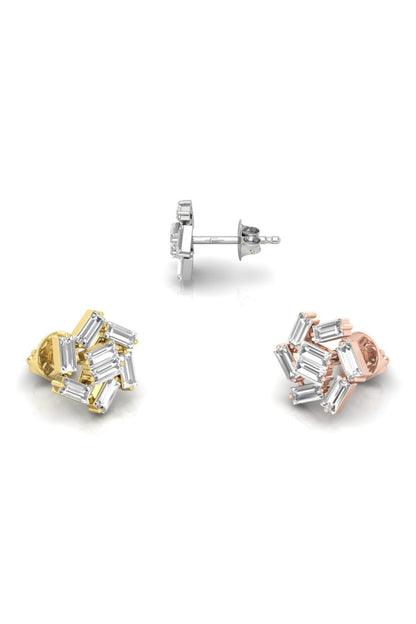 0.65 TCW Baguette Cut Stud Moissanite Earrings