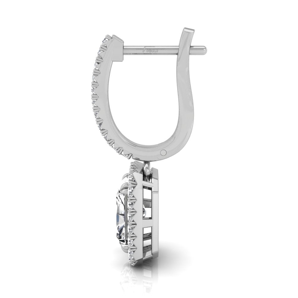 2.56 TCW Radiant Cut Halo Hoop Moissanite Earrings