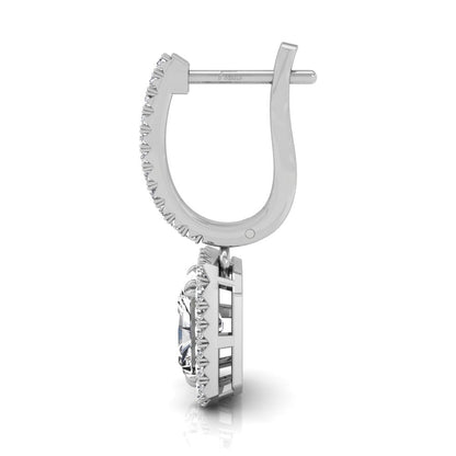 2.56 TCW Radiant Cut Halo Hoop Moissanite Earrings