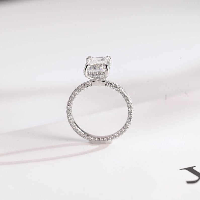 2.0 CT Emerald Pave Moissanite Engagement Ring