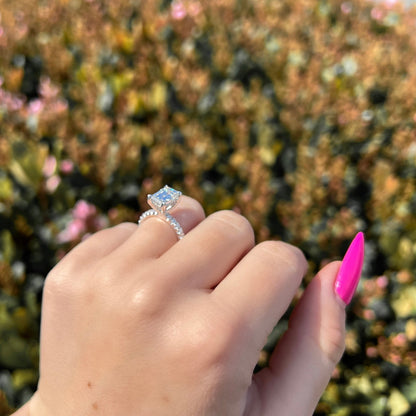 1.73 CT Emerald Pave Moissanite Engagement Ring