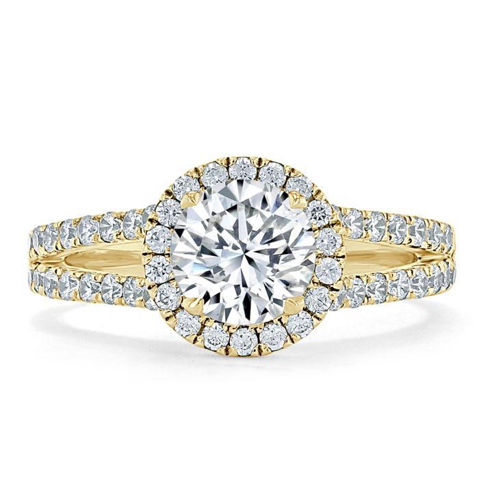 1.35 Round Cut Halo Split Shank Setting Moissanite Engagement Ring 5