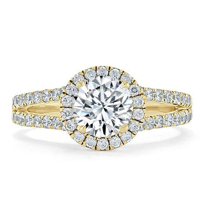1.35 Round Cut Halo Split Shank Setting Moissanite Engagement Ring 5