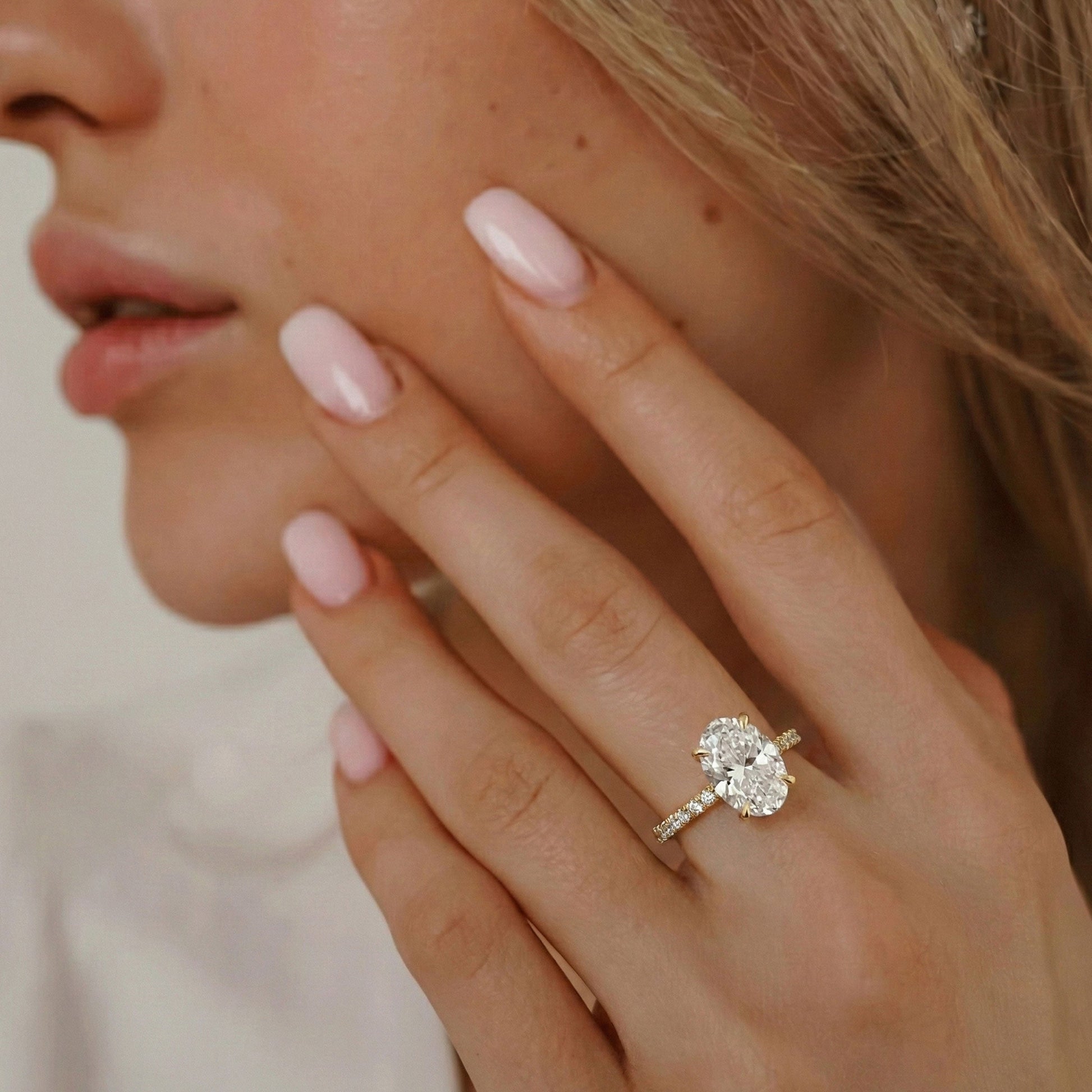 2.50 CT Oval Pave Moissanite Engagement Ring