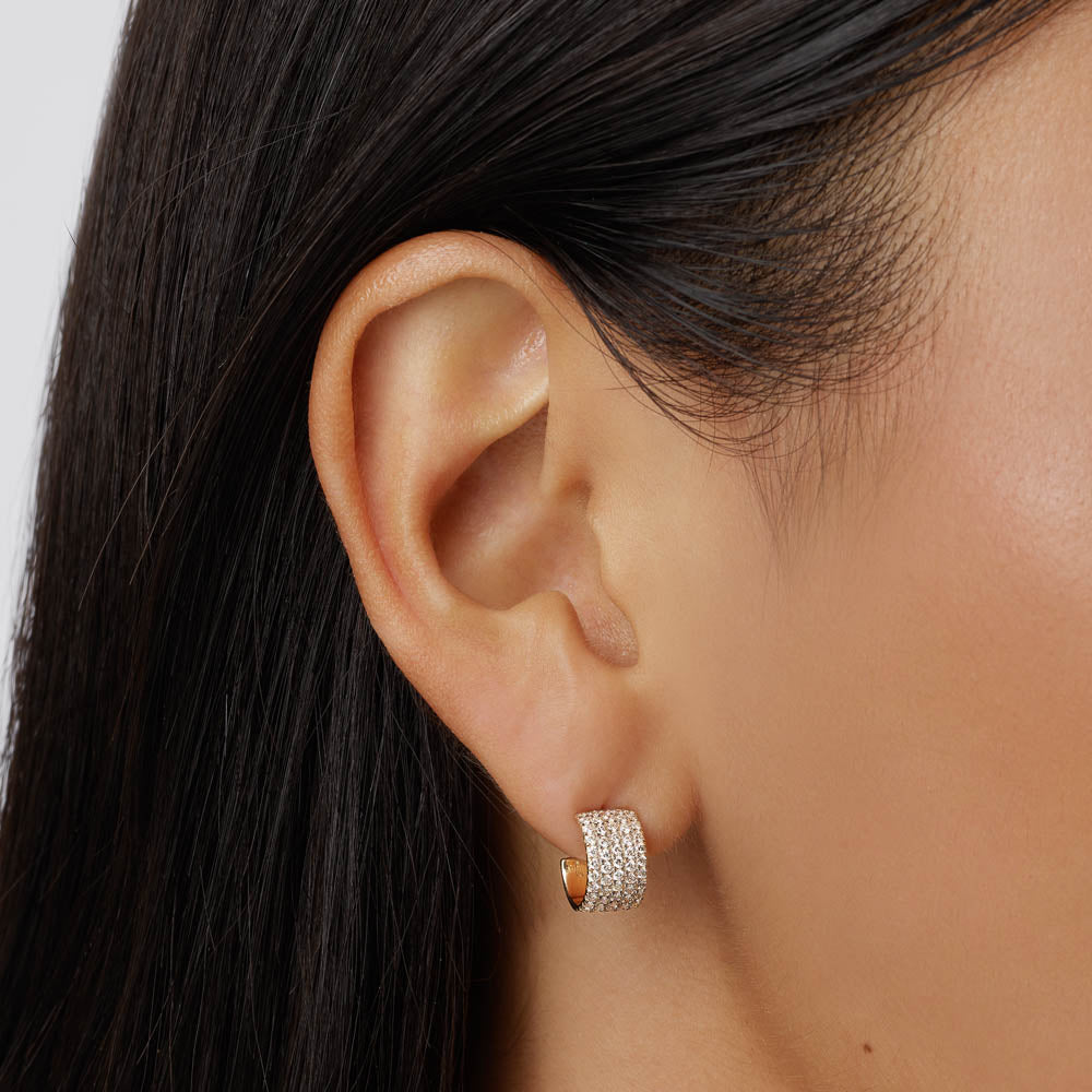 0.79 TCW Round Cut Moissanite Huggies Earrings