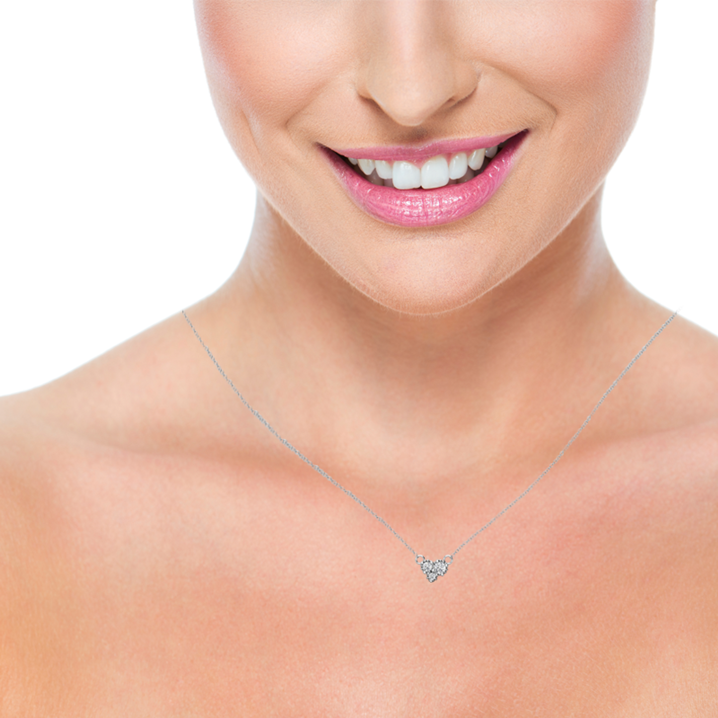 0.11 CT Round Shaped Moissanite Necklace In Multi Stone Design
