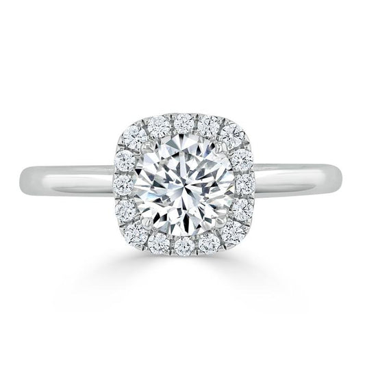 0.75 CT Round Cut Halo Moissanite Engagement Ring 1
