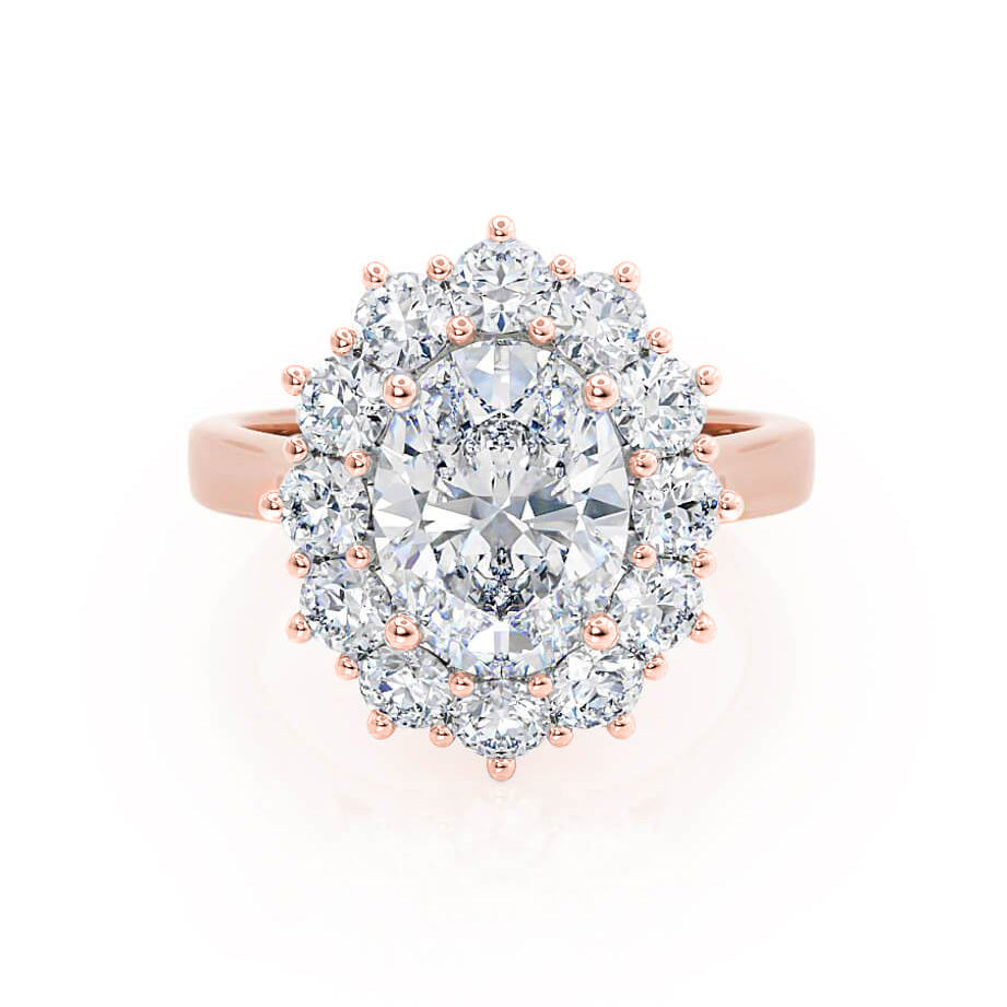 2.1 CT Oval Halo Moissanite Engagement Ring