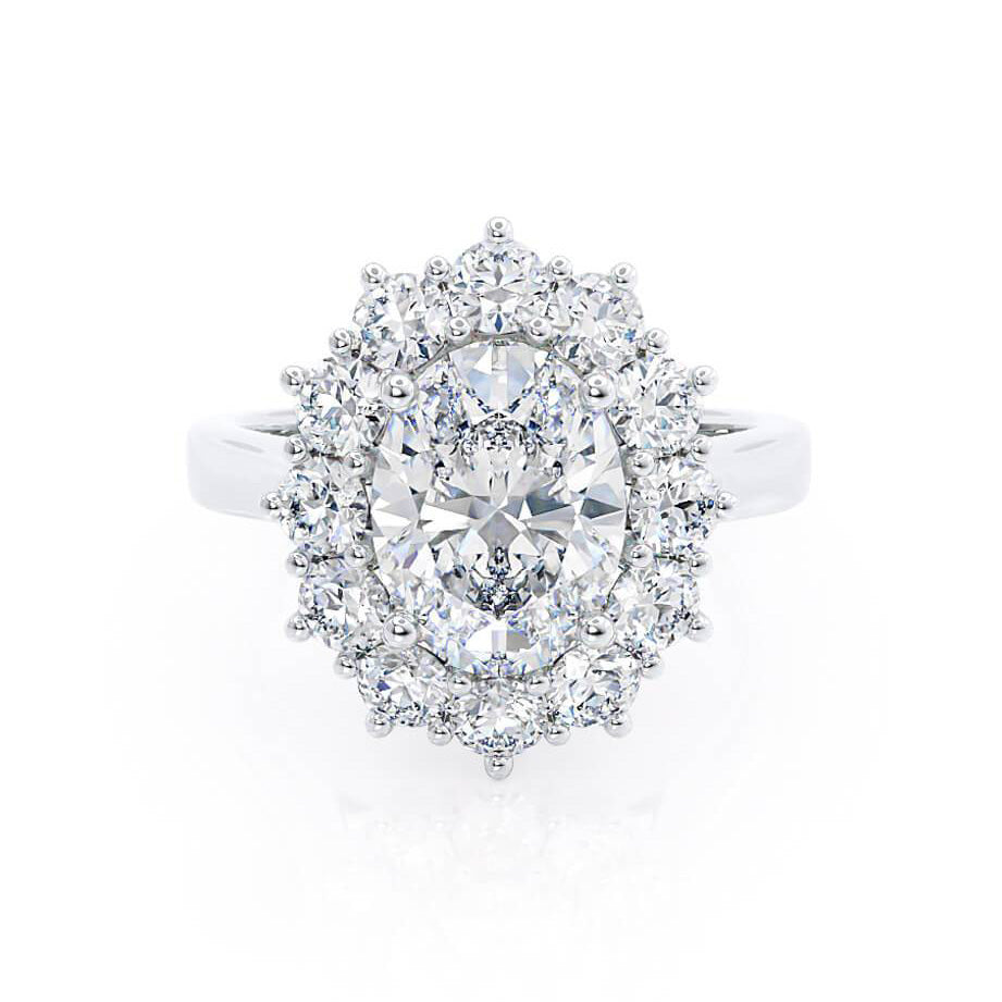 2.1 CT Oval Halo Moissanite Engagement Ring