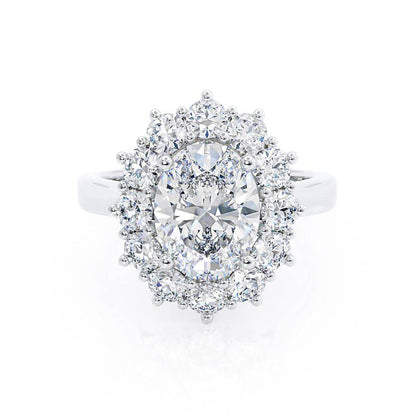 2.1 CT Oval Halo Moissanite Engagement Ring