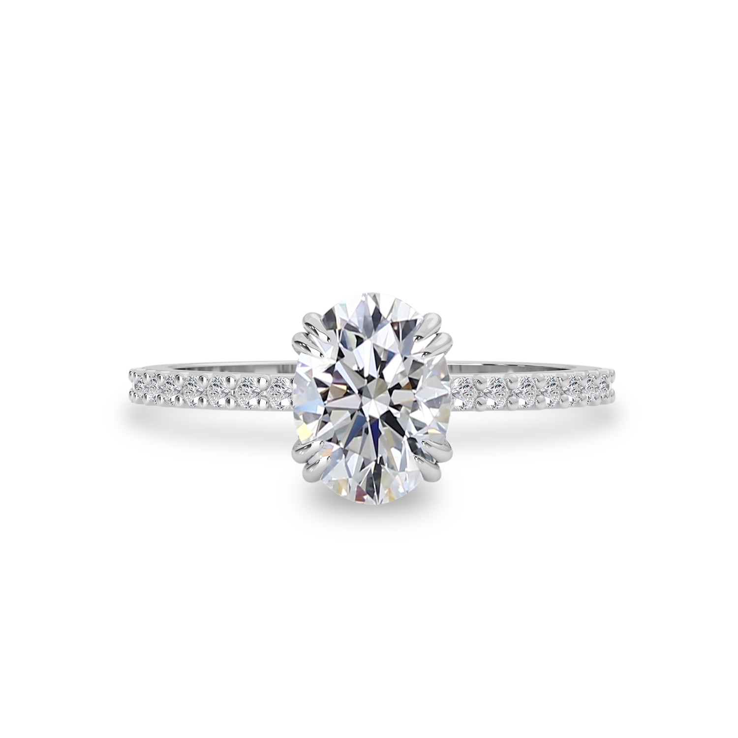 1.25 CT Oval Moissanite Pave Setting Engagement Ring - farrellouise