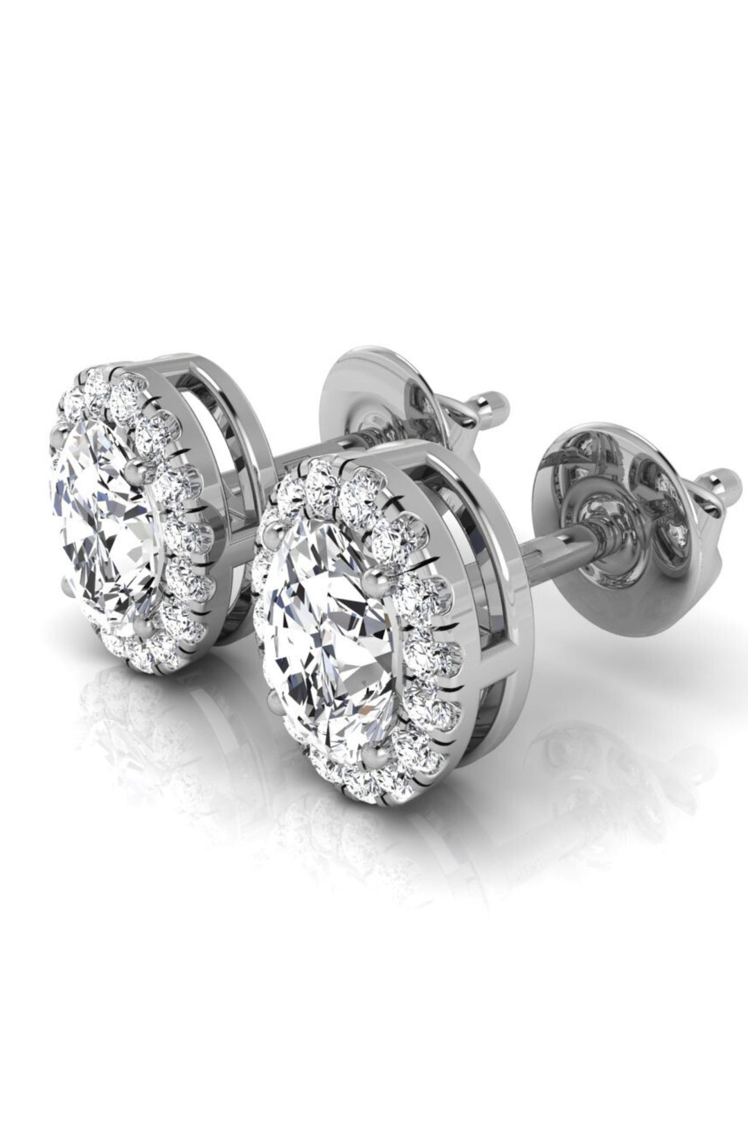 1.76 TCW Oval Cut Halo Stud Moissanite Earrings