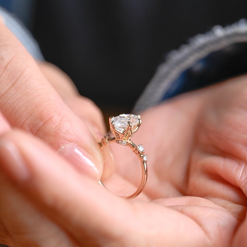 2.0 CT Marquise Pave Moissanite Engagement Ring