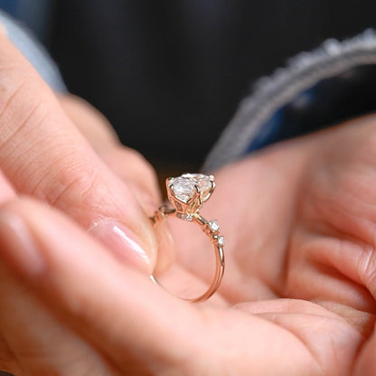 2.0 CT Marquise Pave Moissanite Engagement Ring