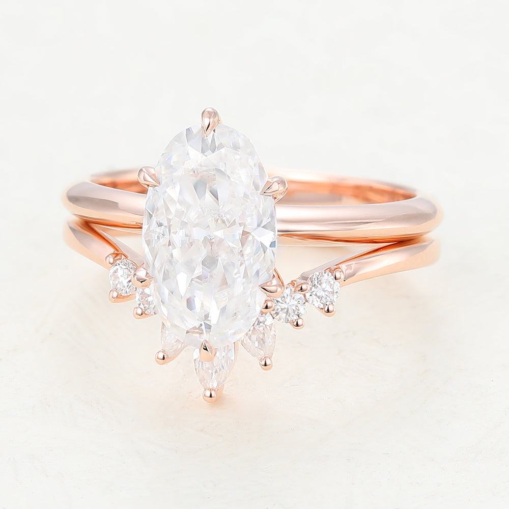 2.5 CT Oval Solitaire Moissanite Bridal Set