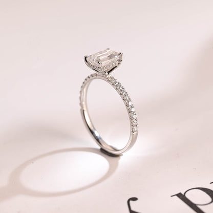2.0 CT Emerald Pave Moissanite Engagement Ring