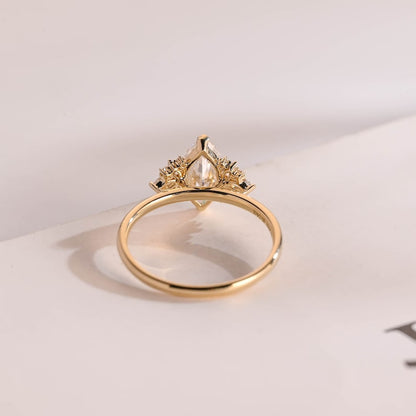 2.0 CT Marquise Cluster Moissanite Engagement Ring