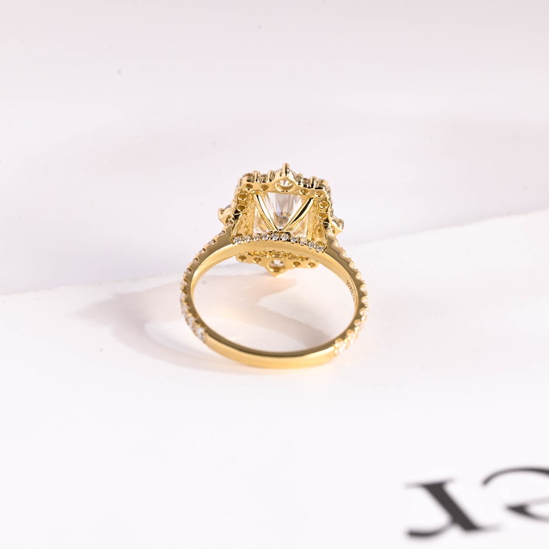 2.5 CT Radiant Pave & Halo Moissanite Engagement Ring