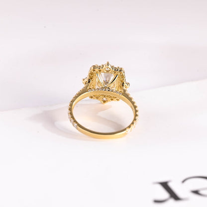 2.5 CT Radiant Pave & Halo Moissanite Engagement Ring