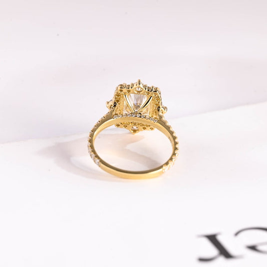 2.5 CT Radiant Pave & Halo Moissanite Engagement Ring