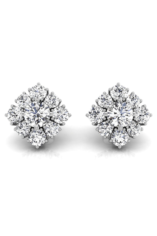 1.43 TCW Round Cut Halo Stud Moissanite Earrings
