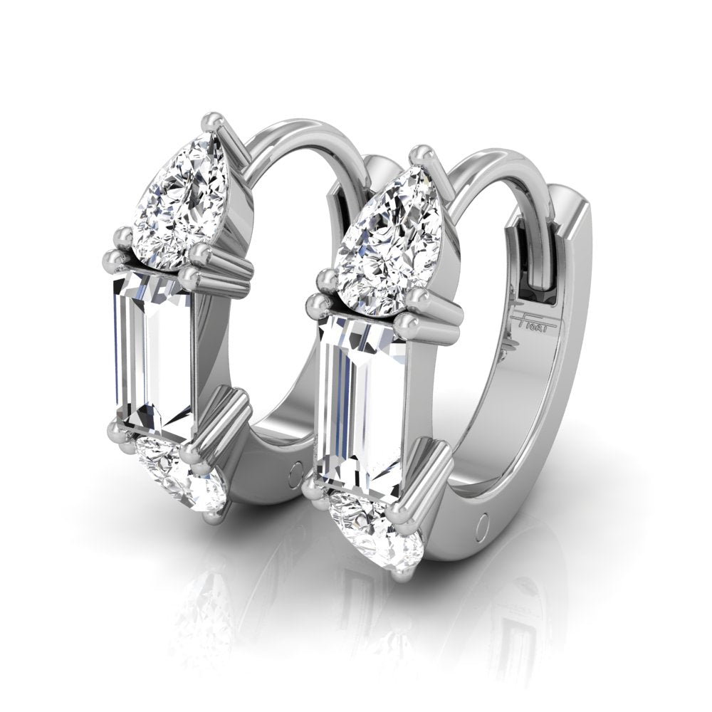 0.35 TCW Pear & Baguette Cut Hoop Moissanite Earrings