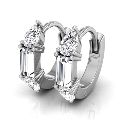 0.35 TCW Pear & Baguette Cut Hoop Moissanite Earrings