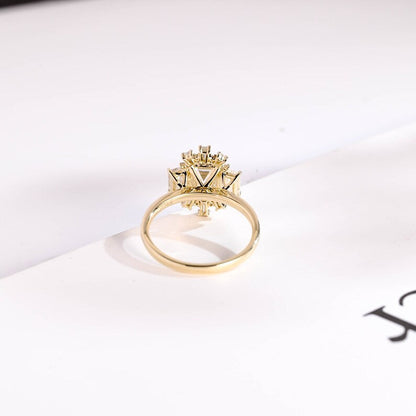 2.0 CT Emerald Cluster Moissanite Engagement Ring