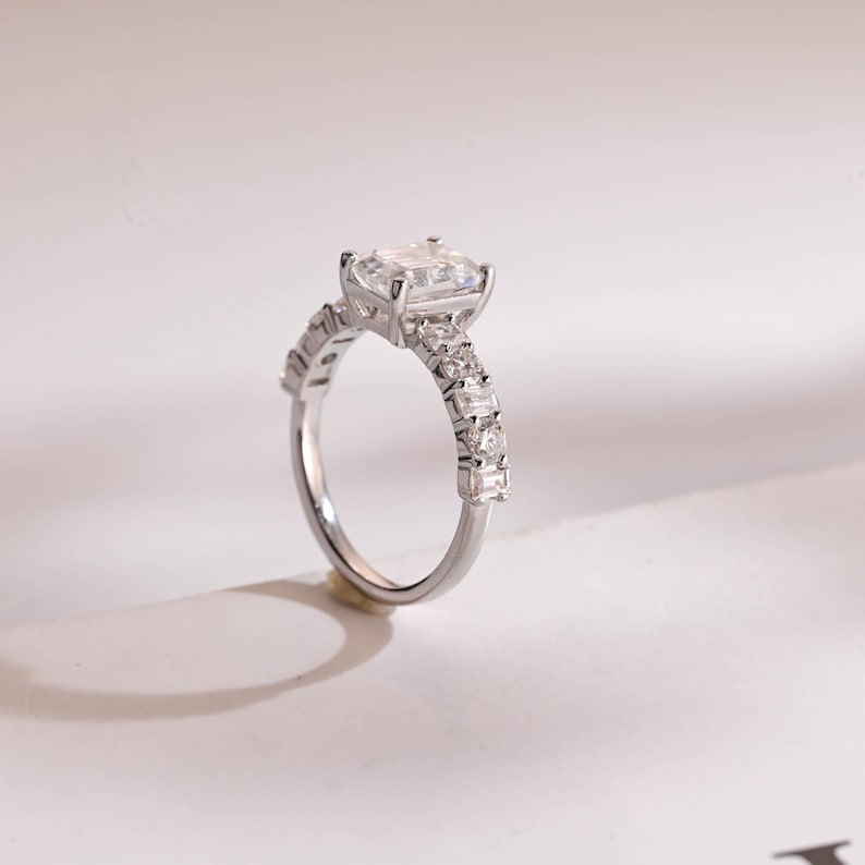 2.0 CT Emerald Pave Moissanite Engagement Ring