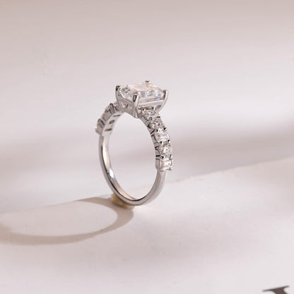 2.0 CT Emerald Pave Moissanite Engagement Ring