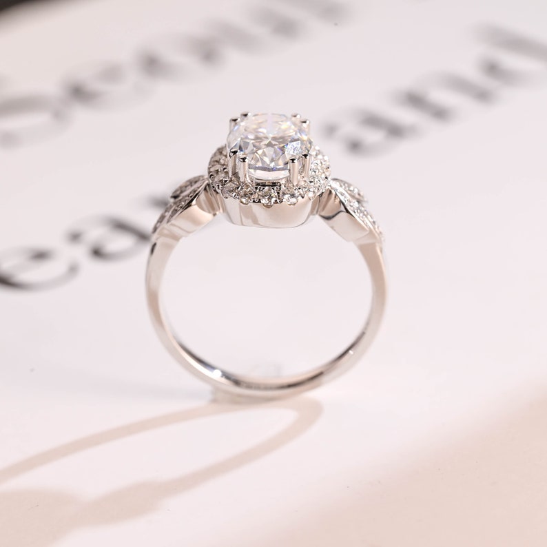 2.0 CT Oval Cluster Moissanite Engagement Ring