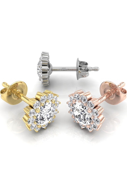 1.20 TCW Round Cut Halo Stud Moissanite Earrings