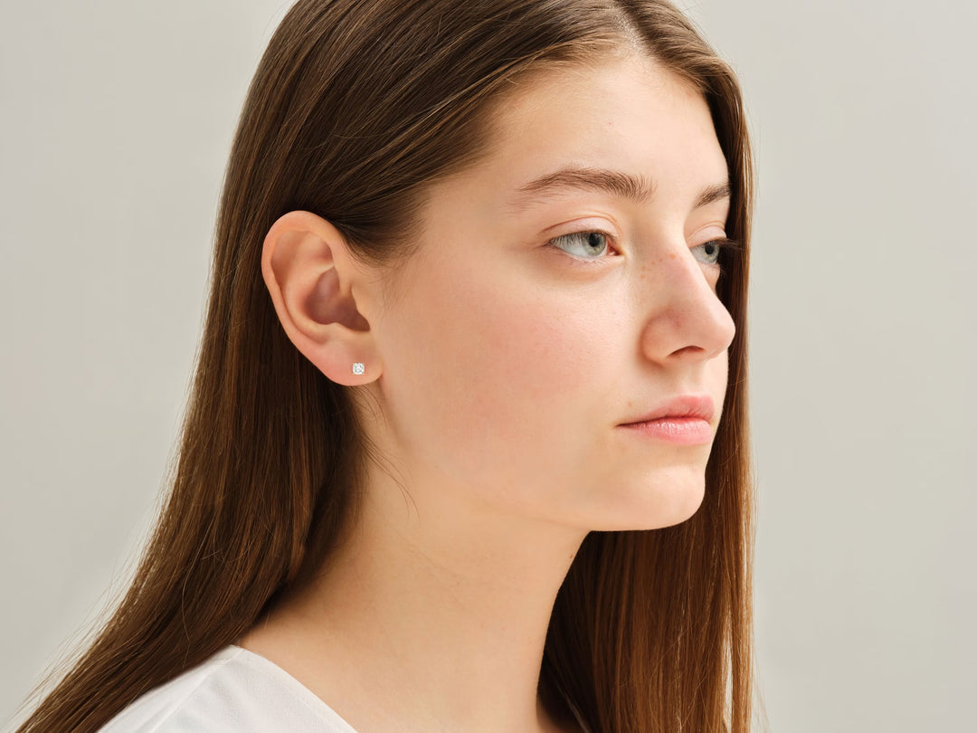 1 CT Round Cut Stud Moissanite Earrings