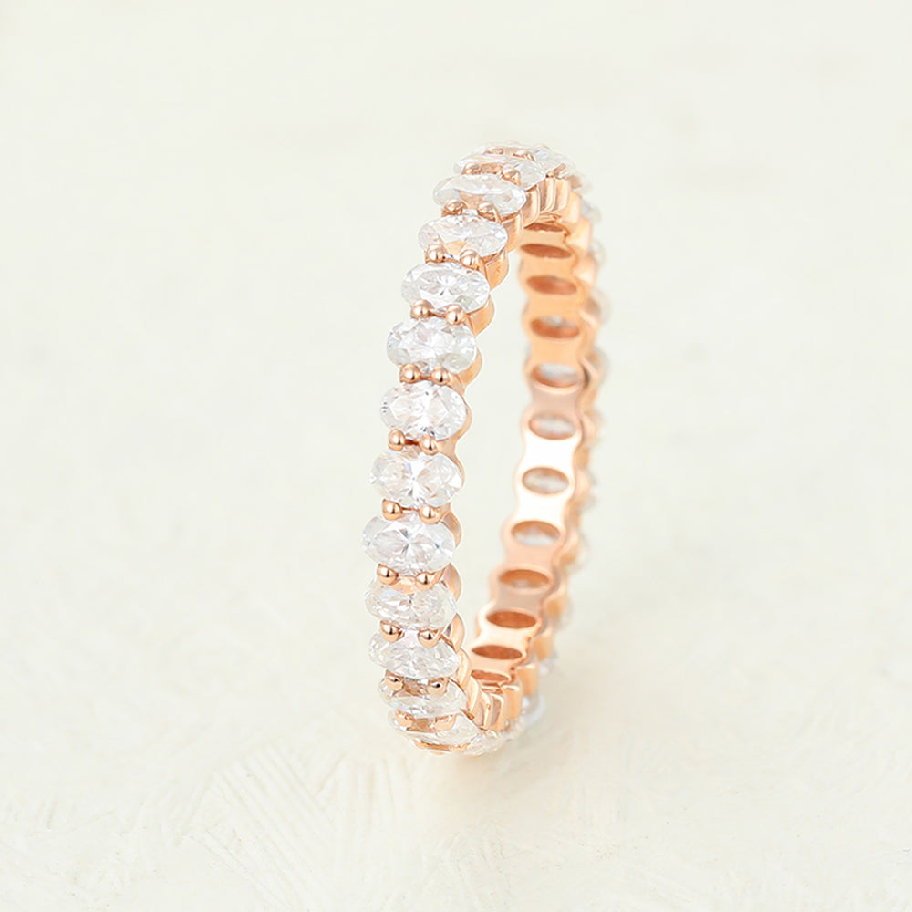 1.74 TCW Oval Full Eternity Moissanite Wedding Band