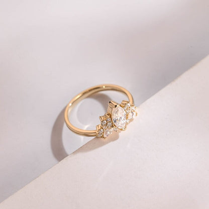 2.0 CT Marquise Cluster Moissanite Engagement Ring