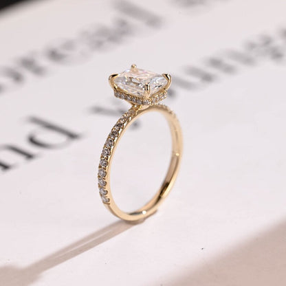 2.0 CT Radiant Pave Moissanite Engagement Ring