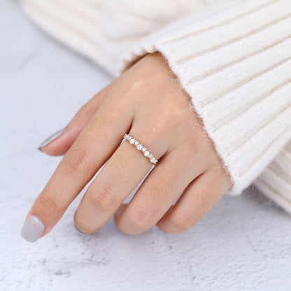 0.29 TCW Round Shaped Moissanite Half Eternity Wedding Band
