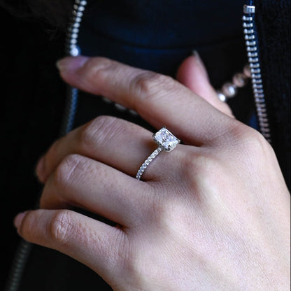 2.0 CT Radiant Pave Moissanite Engagement Ring