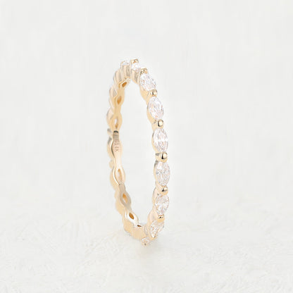1.44 TCW Marquise Shaped Moissanite Eternity Wedding Band