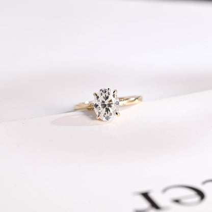2.0 CT Oval Hidden Halo Moissanite Engagement Ring