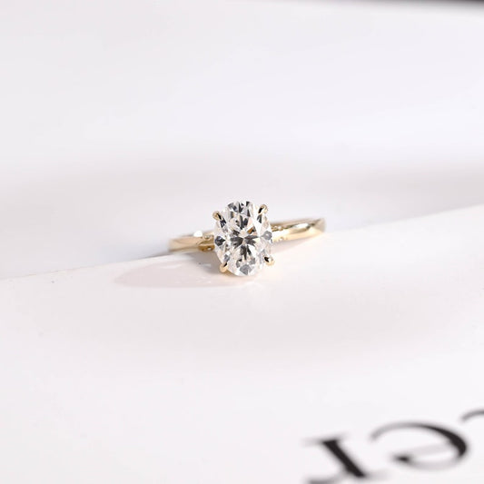 2.0 CT Oval Hidden Halo Moissanite Engagement Ring