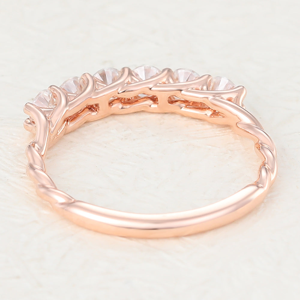 0.6 TCW Round Half Eternity Moissanite Wedding Band