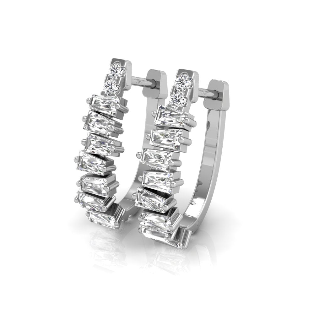 1 TCW Baguette Cut Hoop Moissanite Earrings