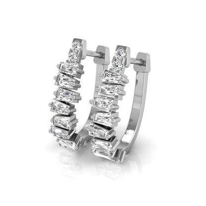 1 TCW Baguette Cut Hoop Moissanite Earrings